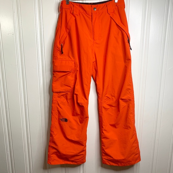 north face orange ski pants